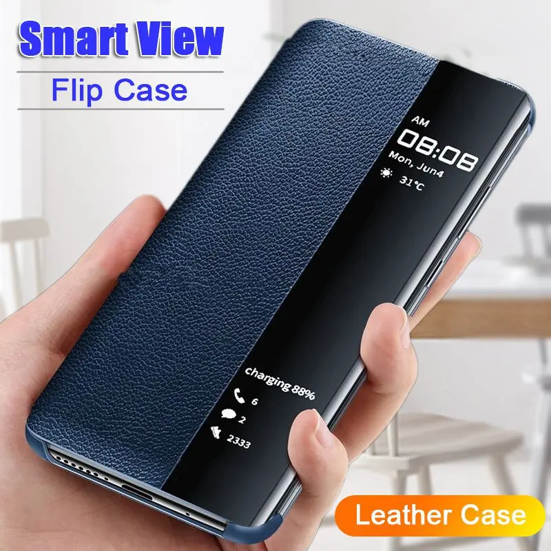 

Smart Case For Samsung Galaxy S10 S9 S8 S21FE Note 8 Note9 Note 20 Ultra Leather Flip View Cases Galaxy Note 20 20 Ultra Cover