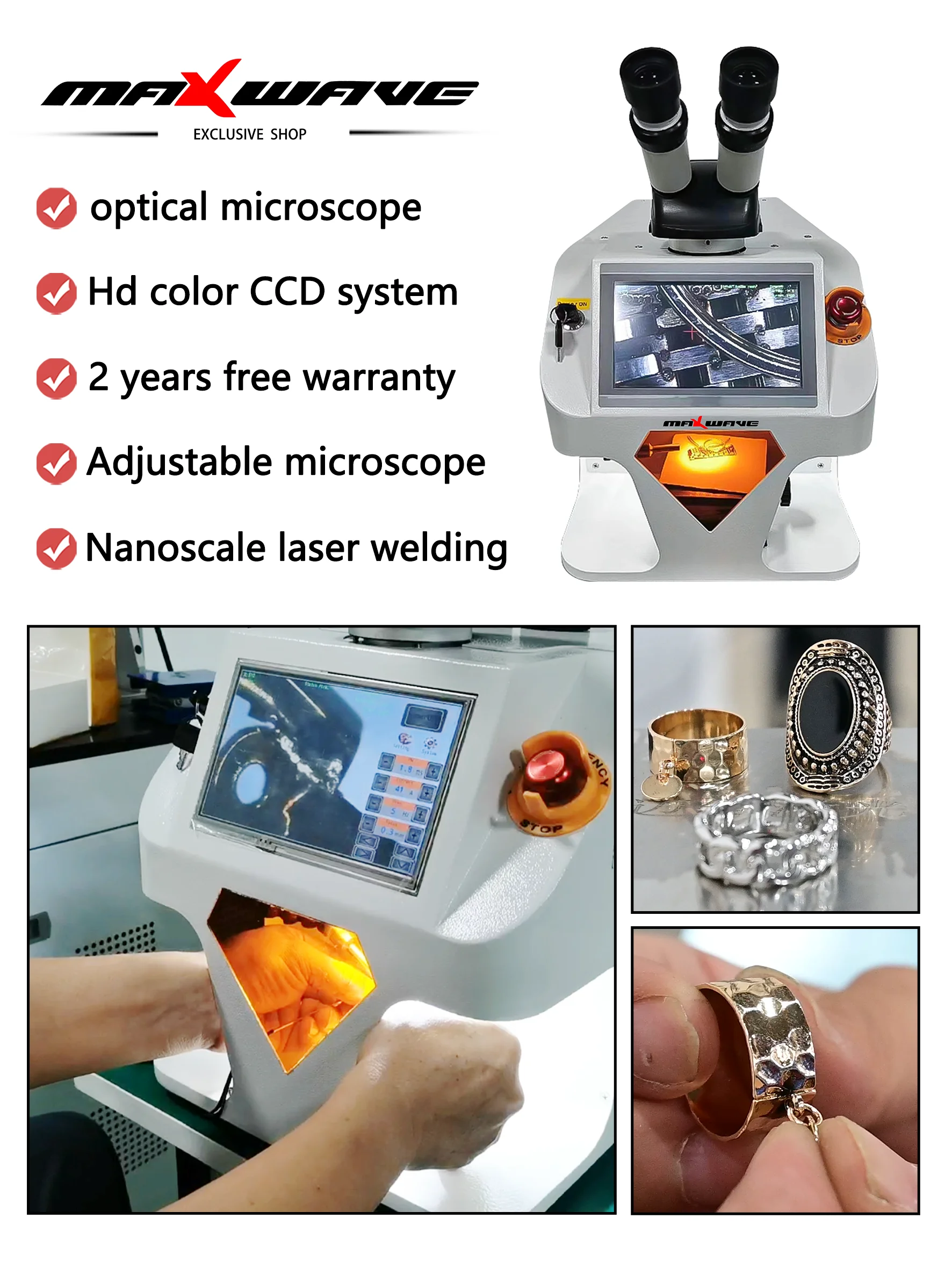 Портативный ювелирный лазерный сварочный аппарат, 100 Вт, сенсорный ...