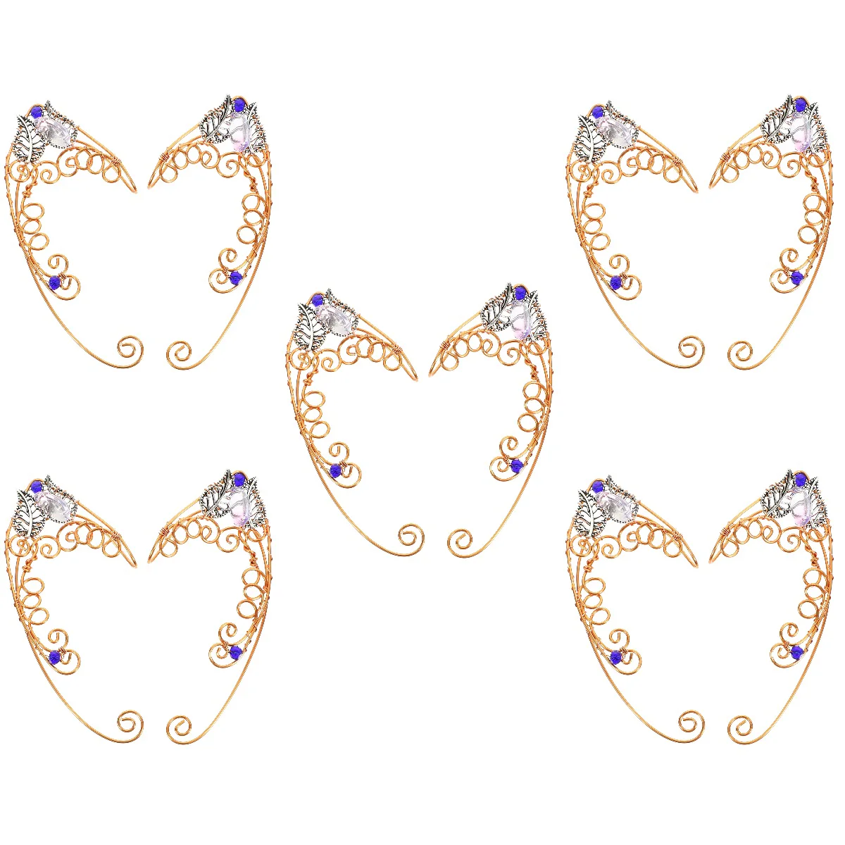 

Женские серьги-клипсы Elf, 5 пар, аксессуары для ушей из сплава, ювелирные изделия для девушек