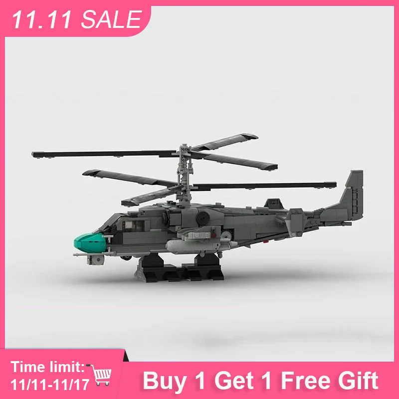 

MOC Building Blocks Kamov KA-52 Helicopter 1:34 Scale Model DIY Assemble Bricks Transportation Creative Xmas Toys Gifts 1099PCS