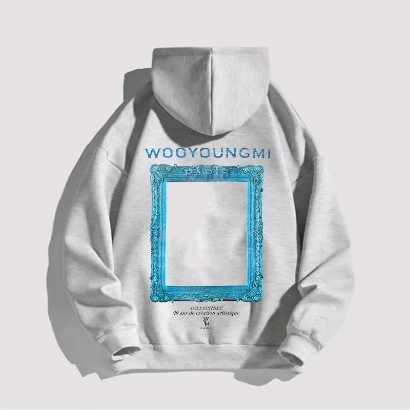 

Wooyungmi Korean Printed WYM Cotton Casual Long Sleeve Sweatshirt Women's Autumn Loose Fashion Brand Men's Sweatshirt Hoodie