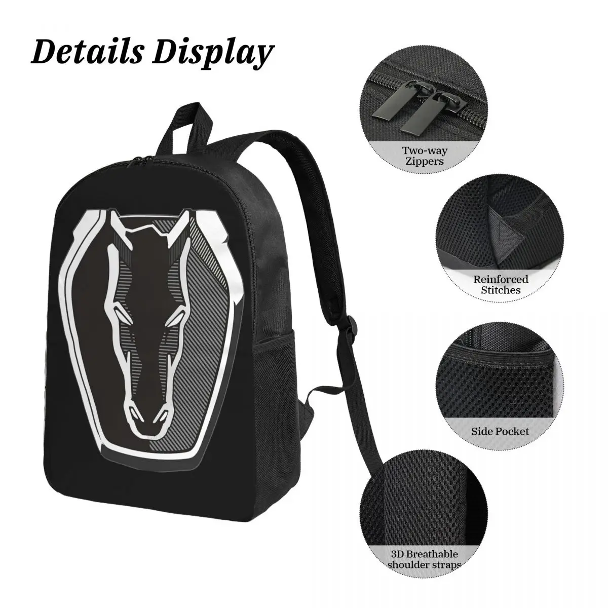 Фото Рюкзак Dark Horse Mustang Badge 2024 для мальчиков и девочек, школьная сумка, сумка для ноутбука, набор из 3 предметов: термосумка для обедов, пенал №5