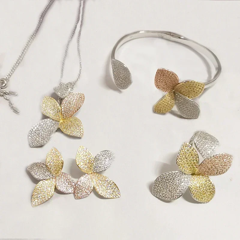 Высокое качество стерлингового серебра 925 пробы роскошное 3-тоновое колье с