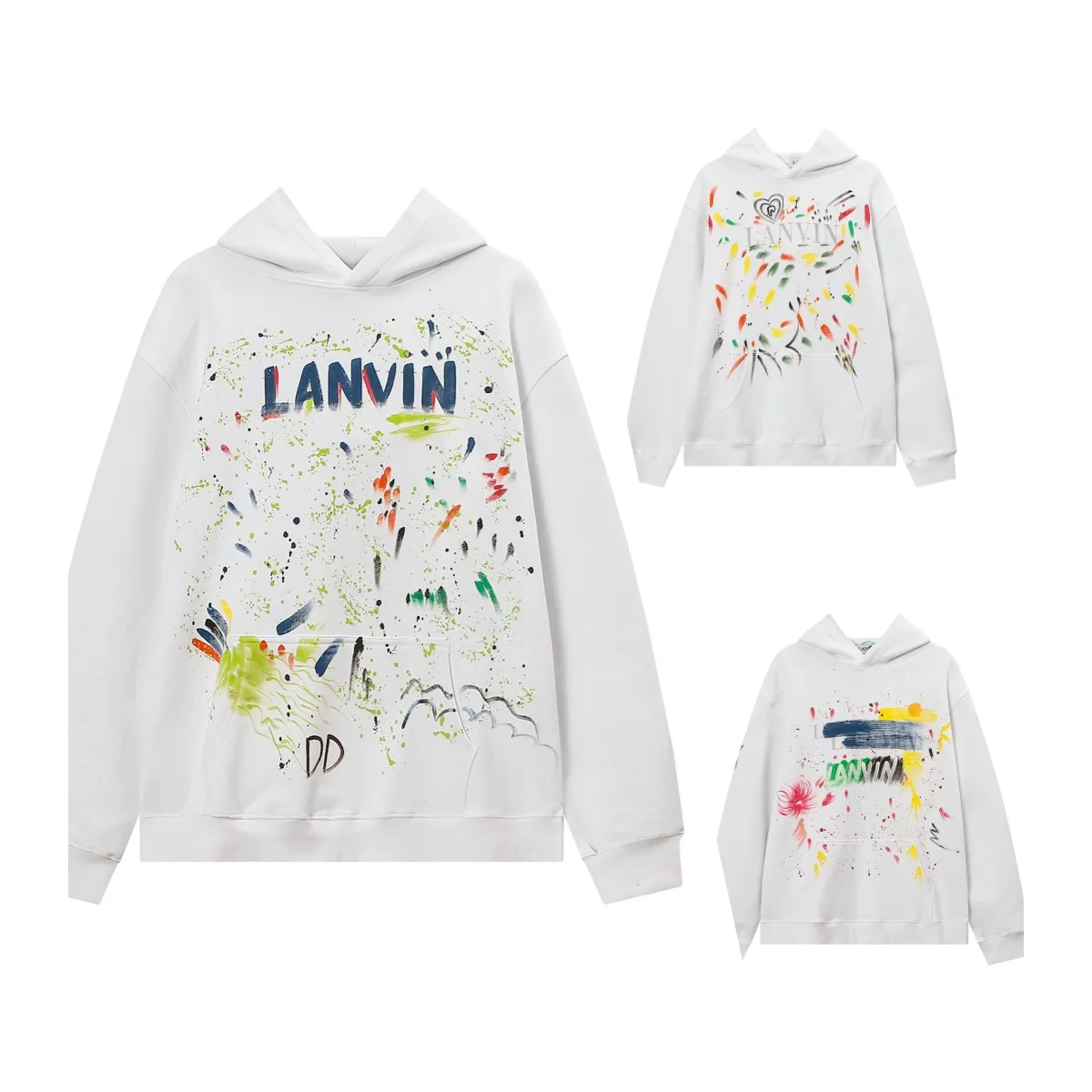 

Осень-зима 2024, новинка, свободный свитер Lanvin с длинными рукавами и принтом с брызгами и чернилами для мужчин и женщин