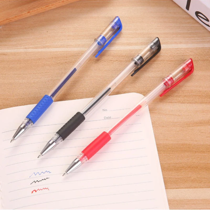 24 Pcs Gel Ink Pens Signature Pen Office Accessories 0.5MM Bullet Black Red Blue Refill  Study Exam Cute Stationery Items