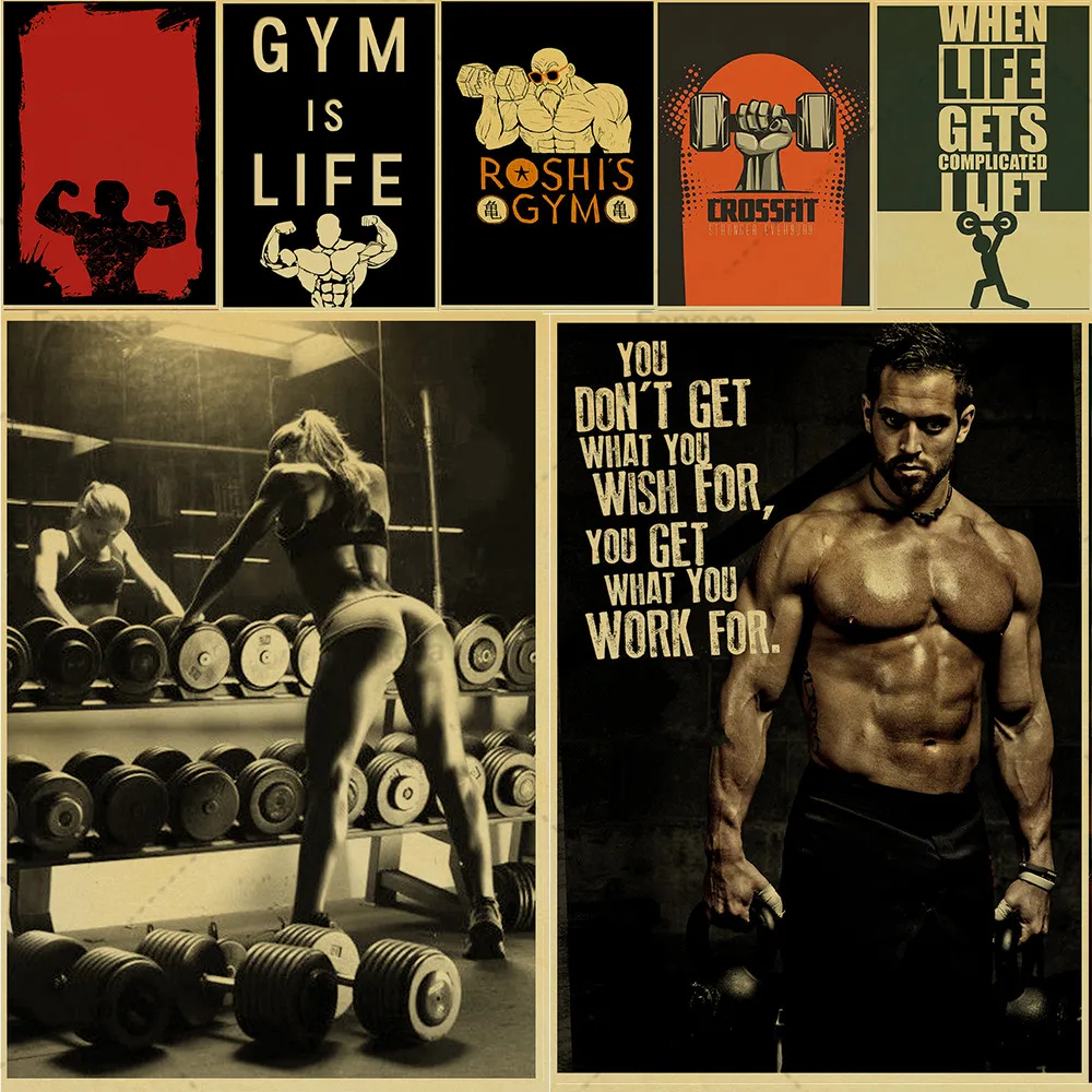 

Bodybuilding Tin Painting Wall Art Decor Men Ladies Fitness Poster Gym Home Bedroom Retro Decored Painting