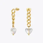 Женские полимерные серьги-цепочки с сердечками ENFASHION, серьги-подвески золотого цвета из нержавеющей стали, модные ювелирные украшения для вечеринки, E1307