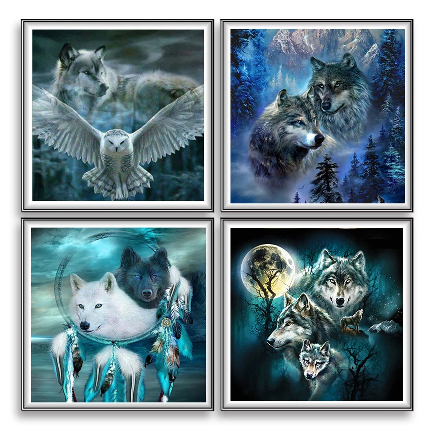 

Fox Wolf 5D Diamond Painting Kits for Adults Full Drill Animal Diamond Embroidery Art Craft Mosaic for Home Wall Decor