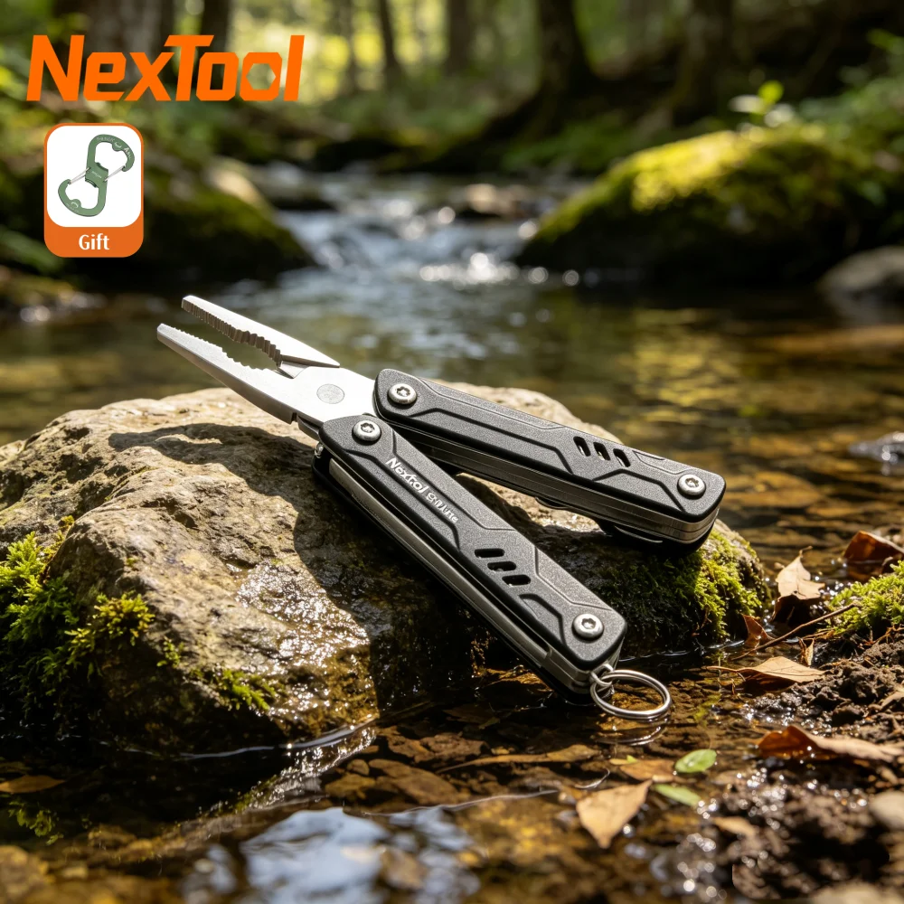 Фото Многофункциональный инструмент NexTool Mini Sailor Pliers Lite 10 в 1: складные ножницы, отвертка, брелок для ключей, набор для кемпинга, рыбалки и активного отдыха №1