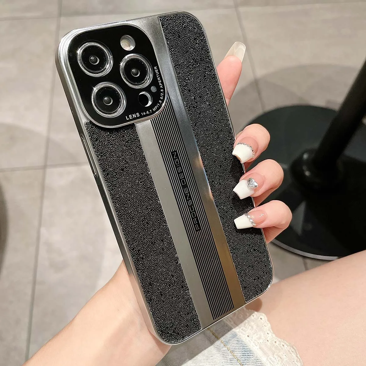 High Quality Luxury Frosted Plating Bling Diamond Covers For iPhone 14 13 Pro Max Shockproof Glitter Gem Phone Protective Case