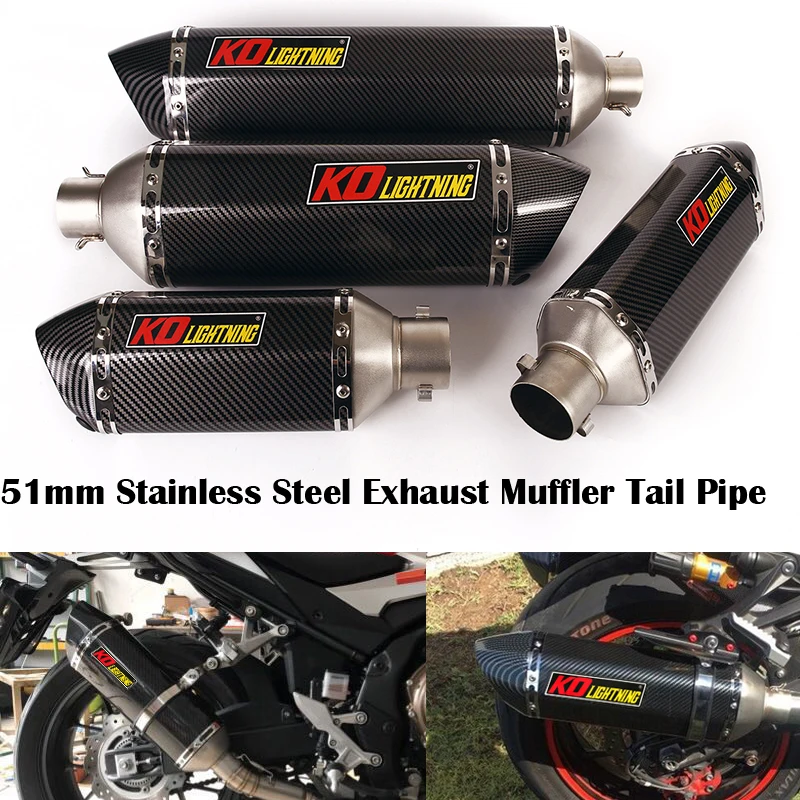 

38-51mm Universal Motorcycle Exhaust Escape Muffler Tail Pipe Stainless Steel Removable DB Killer Slip On Vent Tip End Can