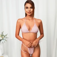 leqoel sexy bikinis sets for women 2022 swimsuit two piece set high waist pink solid bikini hot spring bathing suit beachwear