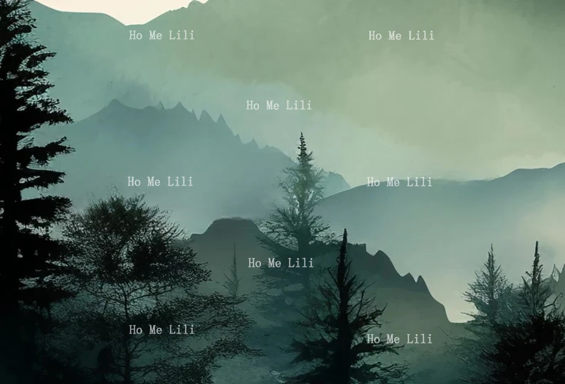 Шалфейная Зеленая Гора трехсекционное настенное искусство акварель горный