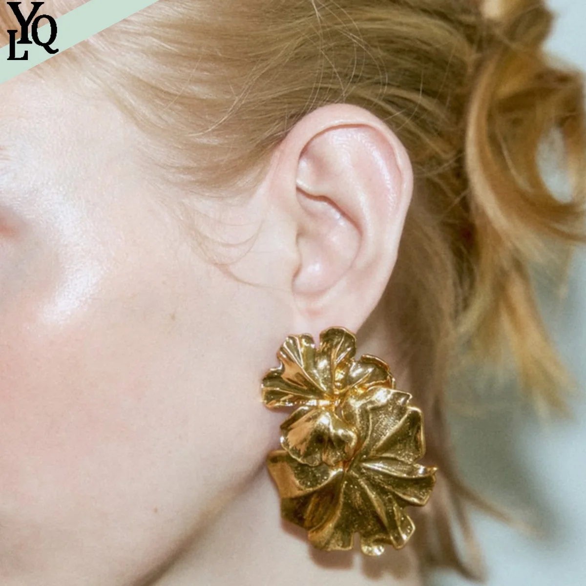 

ZA New Golden Flower Dangle Earrings for Women Party Jewelry