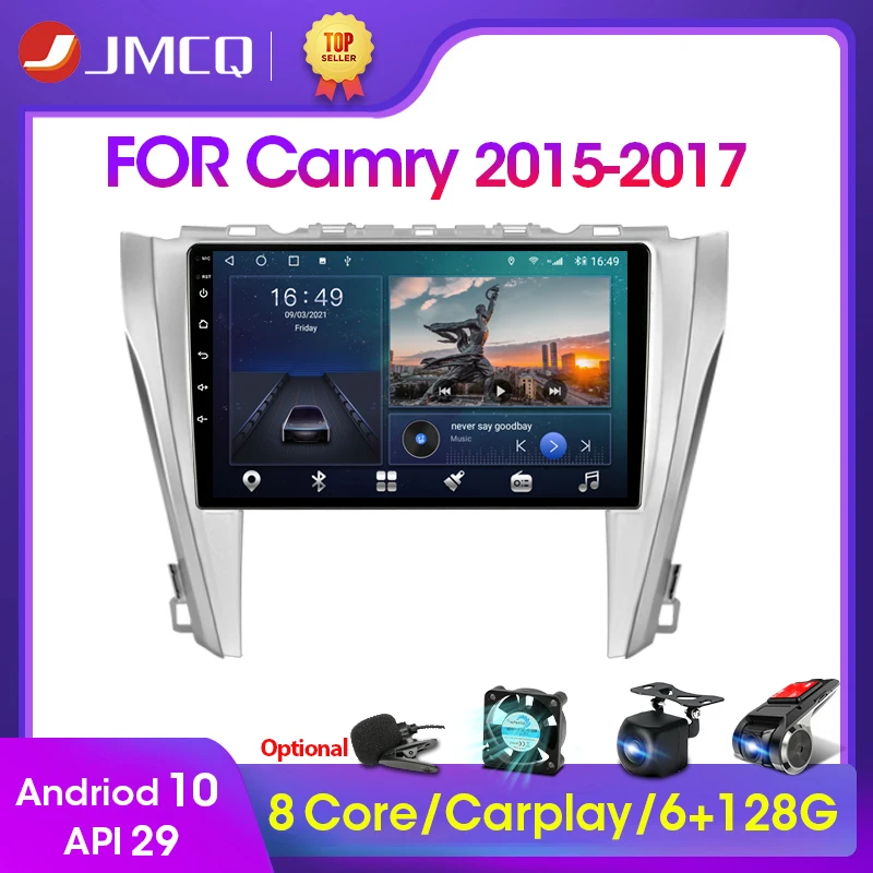 

Мультимедийная магнитола JMCQ, автомобильный видеоплеер 2DIN на Android 10, с экраном 10,1 дюйма, RDS, DSP, GPS, для Toyota Camry 8, 50, 55, 2015-2017