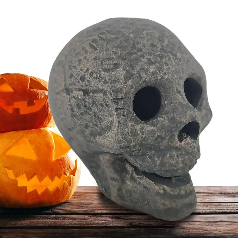 

Skull Head Decor Fireproof Ceramic Skull Head Ornament Halloween Party Decorations For Terrifying Firepit Campfire Bonfire