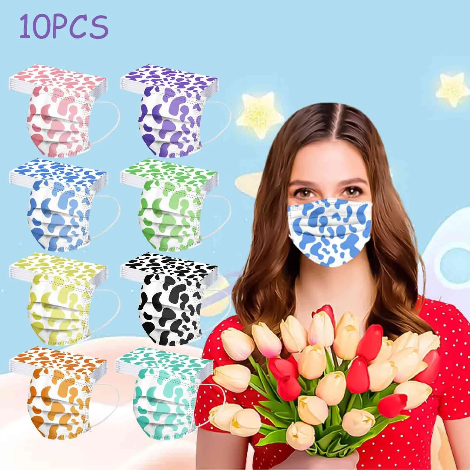 

10PCS Adult Disposable Mask Colorful Four Layer With Meltblown Morandi Color Lace Mesh Mask Mouth Cover mascarillas cubrebocas