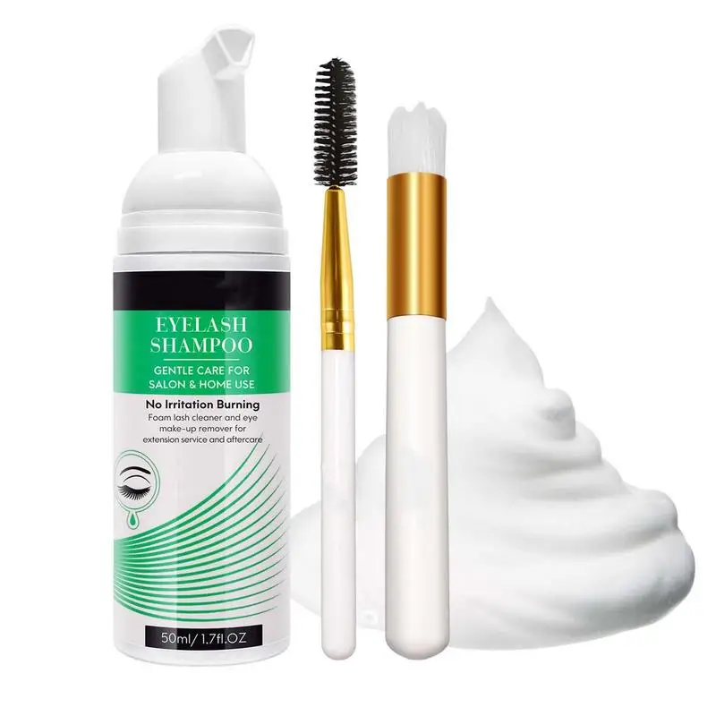 

Lash Shampoo 50ml/1.69 Fl. Oz Gentle Eyelash Cleaner With Lash Brush Eyelash Extension Shampoo Eyelid Foaming Cleanser Lash Wash