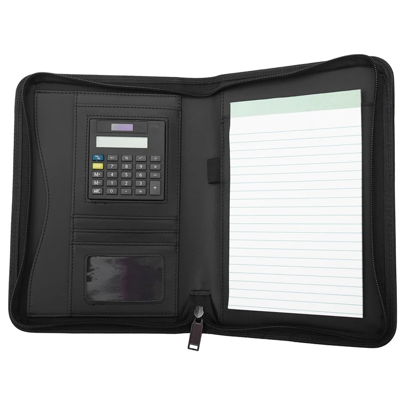 

Padfolio PU Leather A5 Portable Business Portfolio Folder With Calculator For Businessman Or Interview
