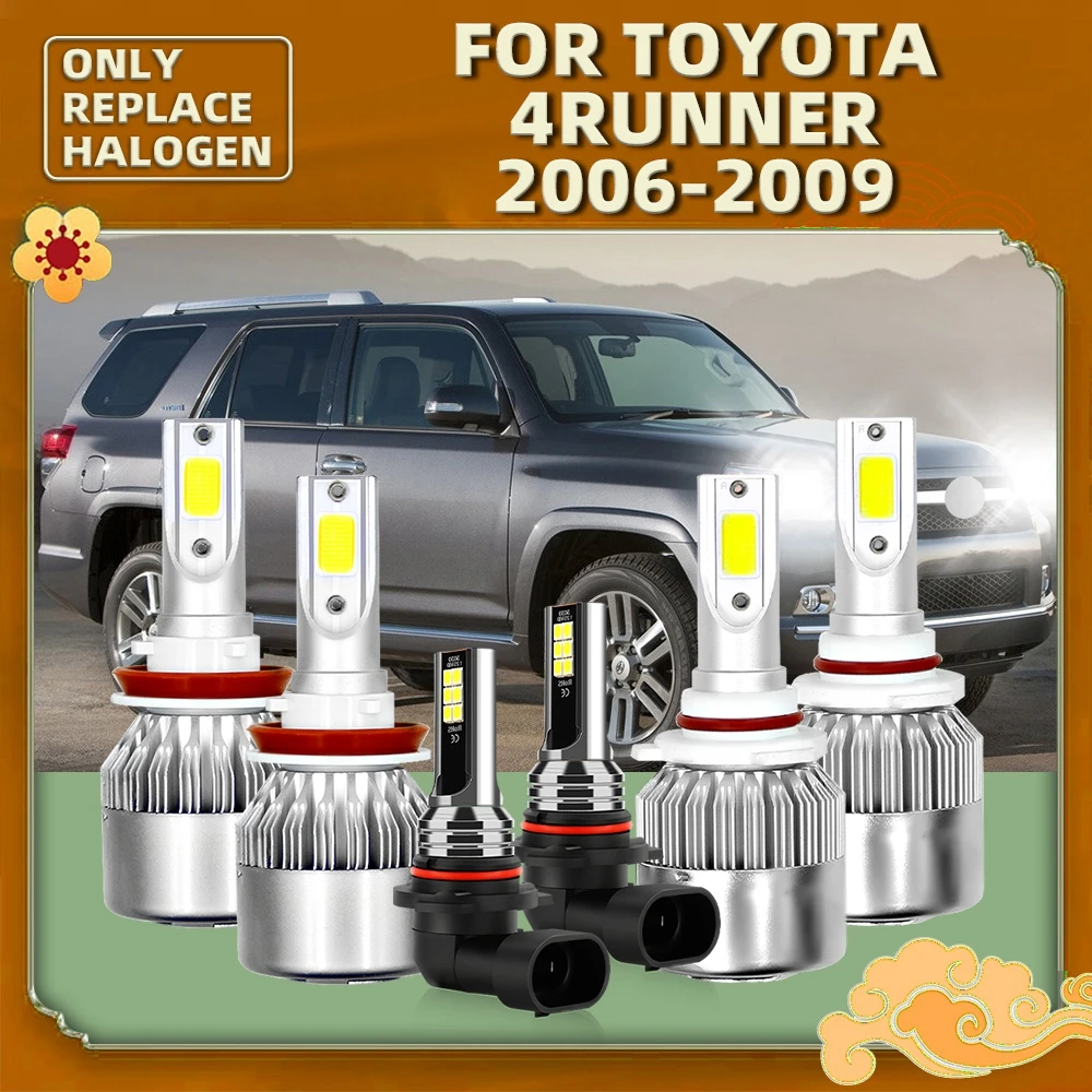 

6x LED H11 9005 Low High Car Front Bulb Beam Headlamp 6000K + Auto Fog Lamp White Replace For Toyota 4Runner 2006 2007 2008 2009