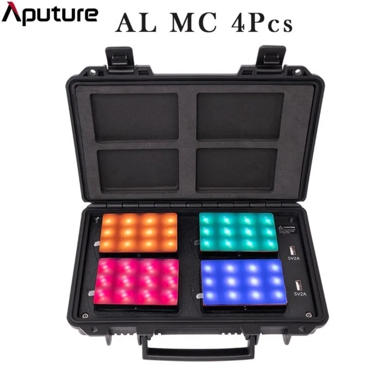Aputure AL светильник MC 4 Travel Kit RGBWW Mini LED Photography Studio 3200K-6500K HSI Color Портативный чехол с