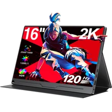 UPERFECT 120Hz Portable Monitor 16" 2560*1600 2.5K IPS PS5 XBOX Gaming Display For Laptop Dual USB C HDMI Computer Extend Screen