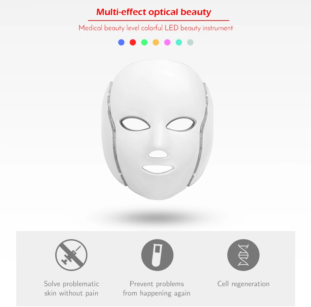 Маска Photon Thé Heavy Anti-acotten LED 7-коллиметровая Éliminateur de Cheveux Spa Blanchissant Outils Soins
