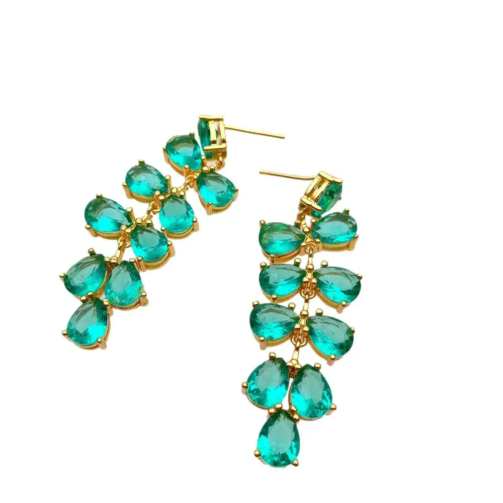 Y · YING висячие серьги для помолвки женщин с зелеными фианитами и листьями