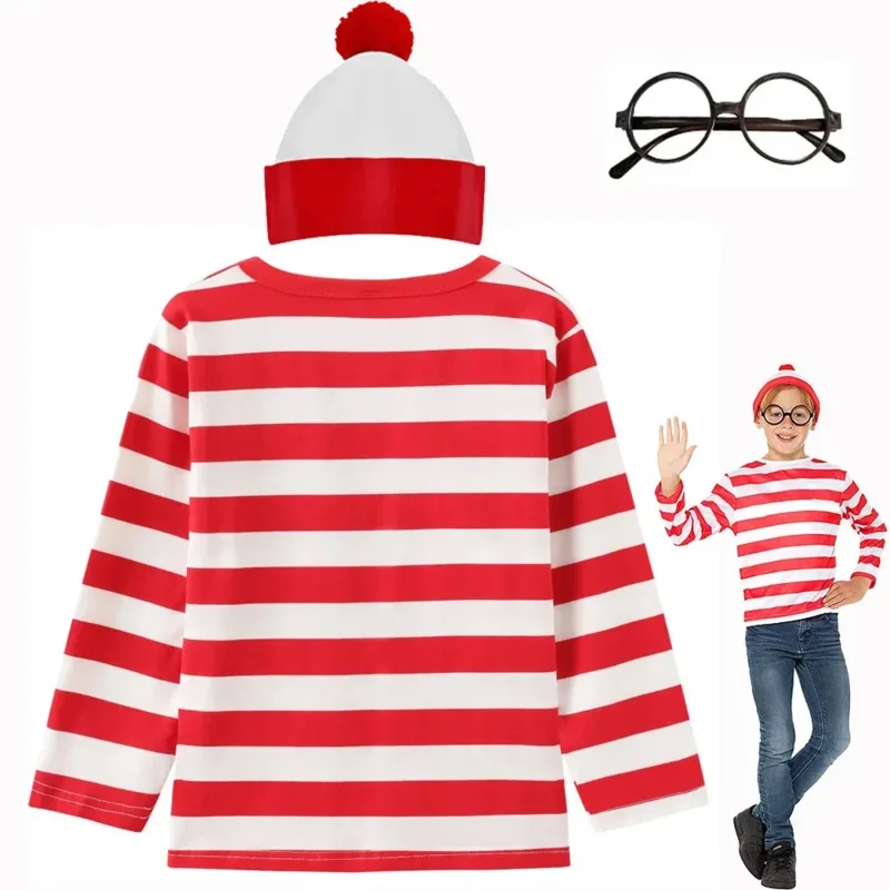 Наряд Waldo Book Week для мальчиков и девочек костюм Уолли Уолдо с героями мультфильмов