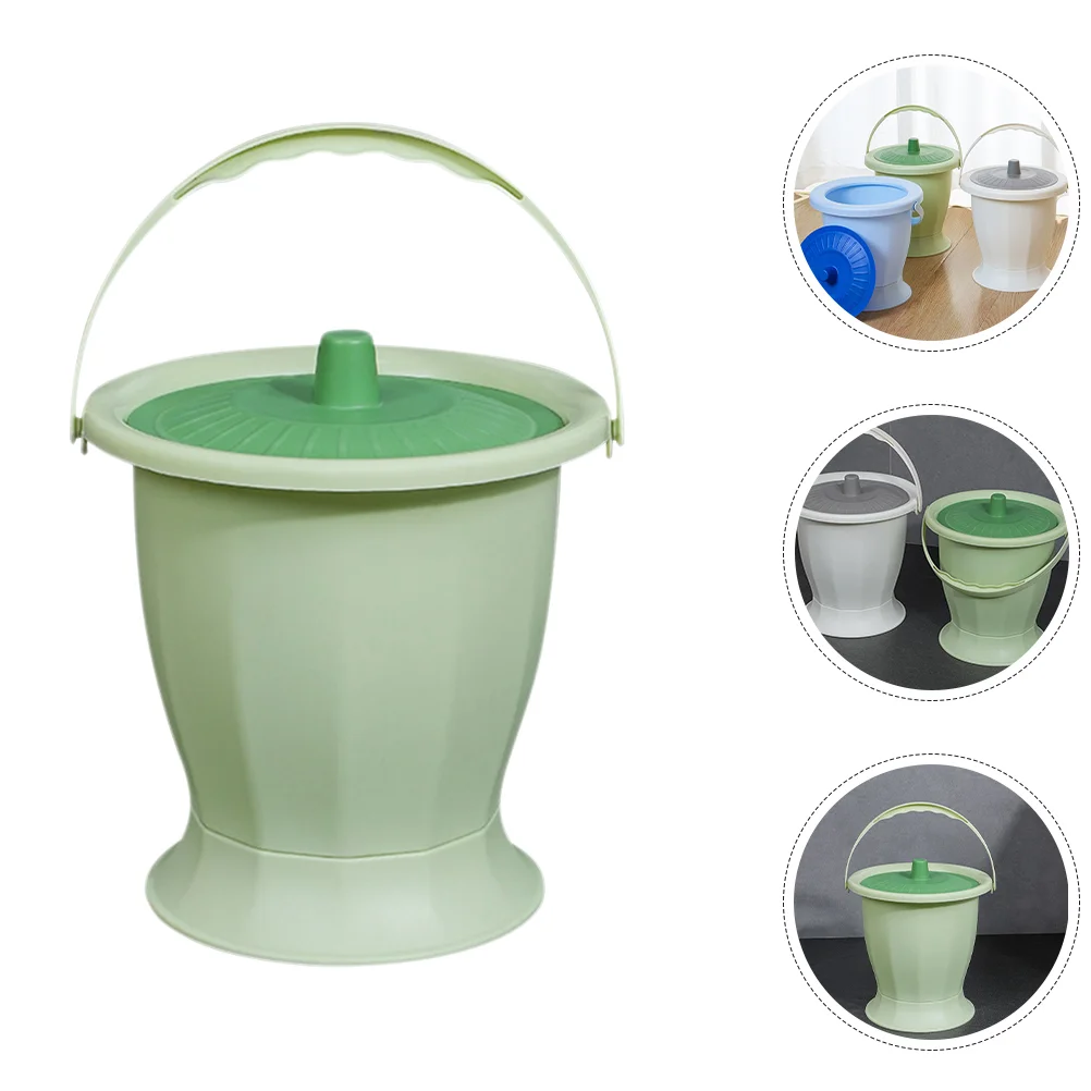 

Portable Toilet Plastic Bedpan Potty Chamber with Lid Commode Spittoon Grass Green Elderly Urinal Adults Urine