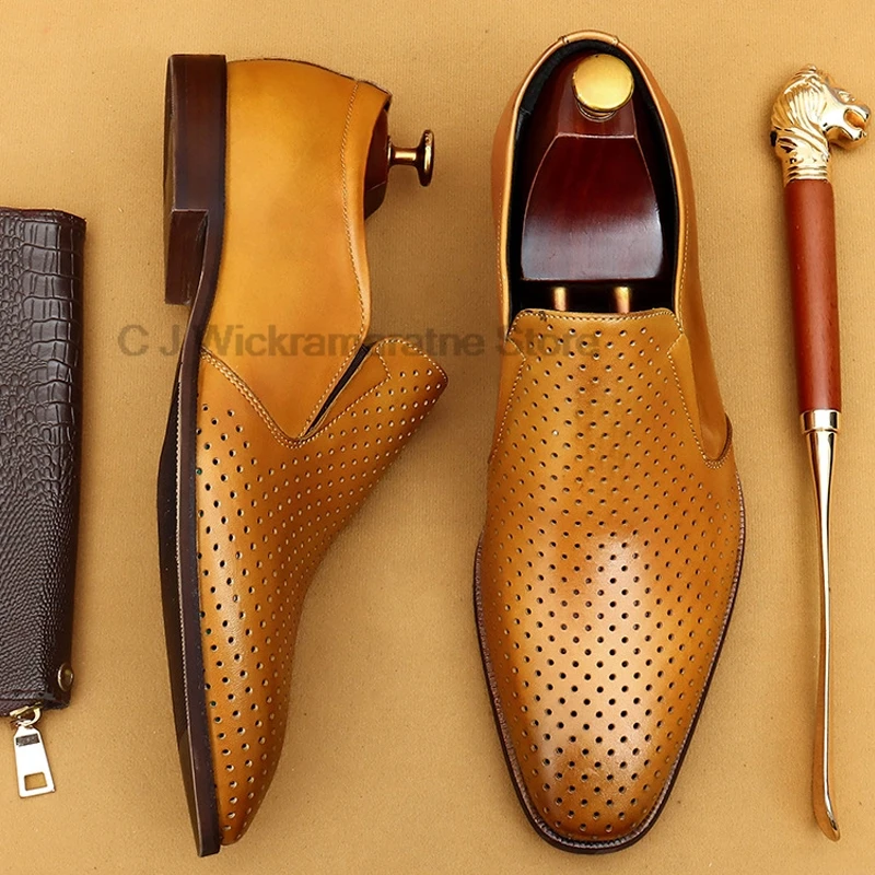 HKDQ итальянские мужские туфли-оксфорды из натуральной кожи черные коричневые