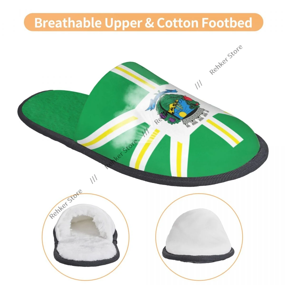 Soft Plush Cotton Bandeira Valinhos Flag Slippers Shoes Non-Slip Floor Indoor Furry For Bedroom