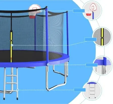 

16FT 14FT 12FT Trampoline Set with Swing, Slide, Basketball Hoop,Sports Fitness Trampolines with Enclosure Net, Recreational Tra