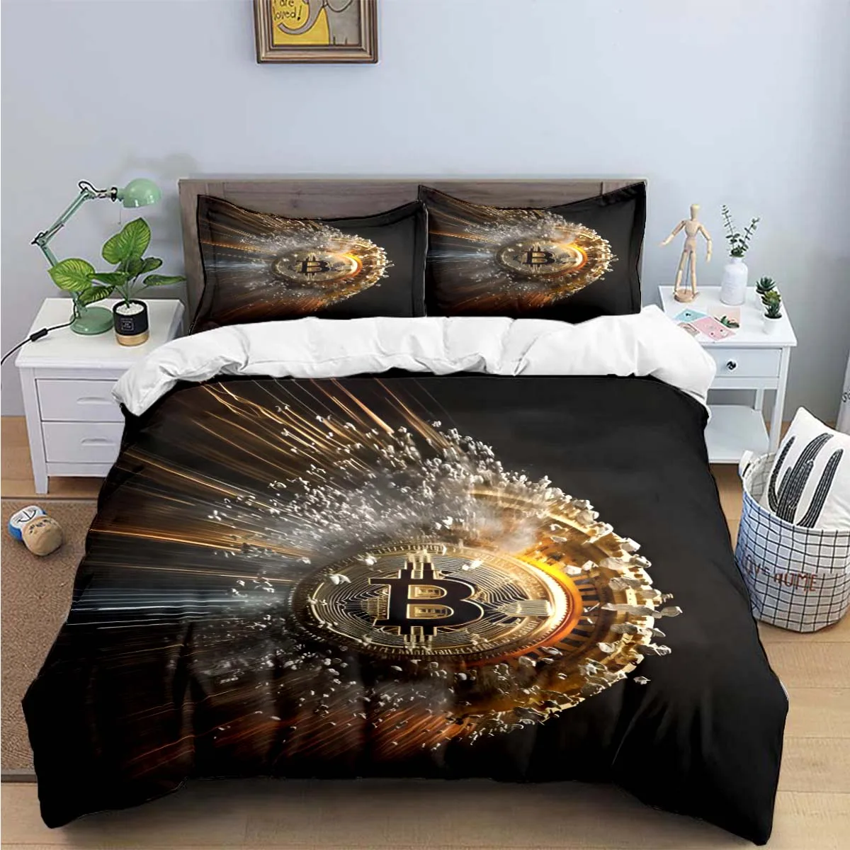 

Комплект постельного белья LOUSIDREAM 3D Биткоин 3 шт.