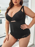 plus mesh insert lace trim shapewear bodysuit without liner