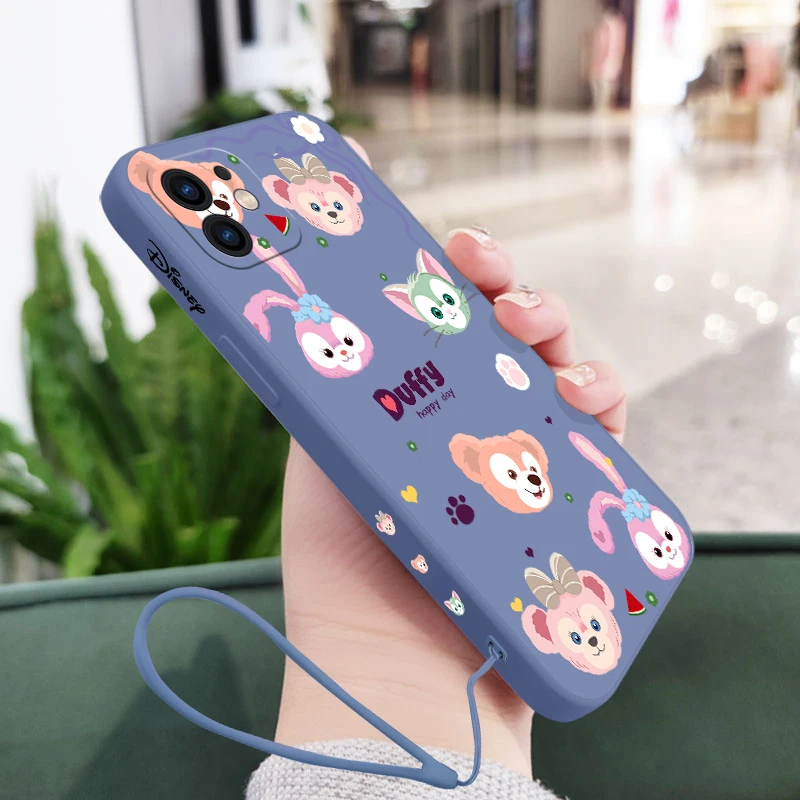 

Disney Cartoon Duffy Bear Phone Case For Samsung A81 A53 A50 A12 A22S A52 A52S A51 A72 A71 A32 A22 A20 A30 4G 5G With Lanyard