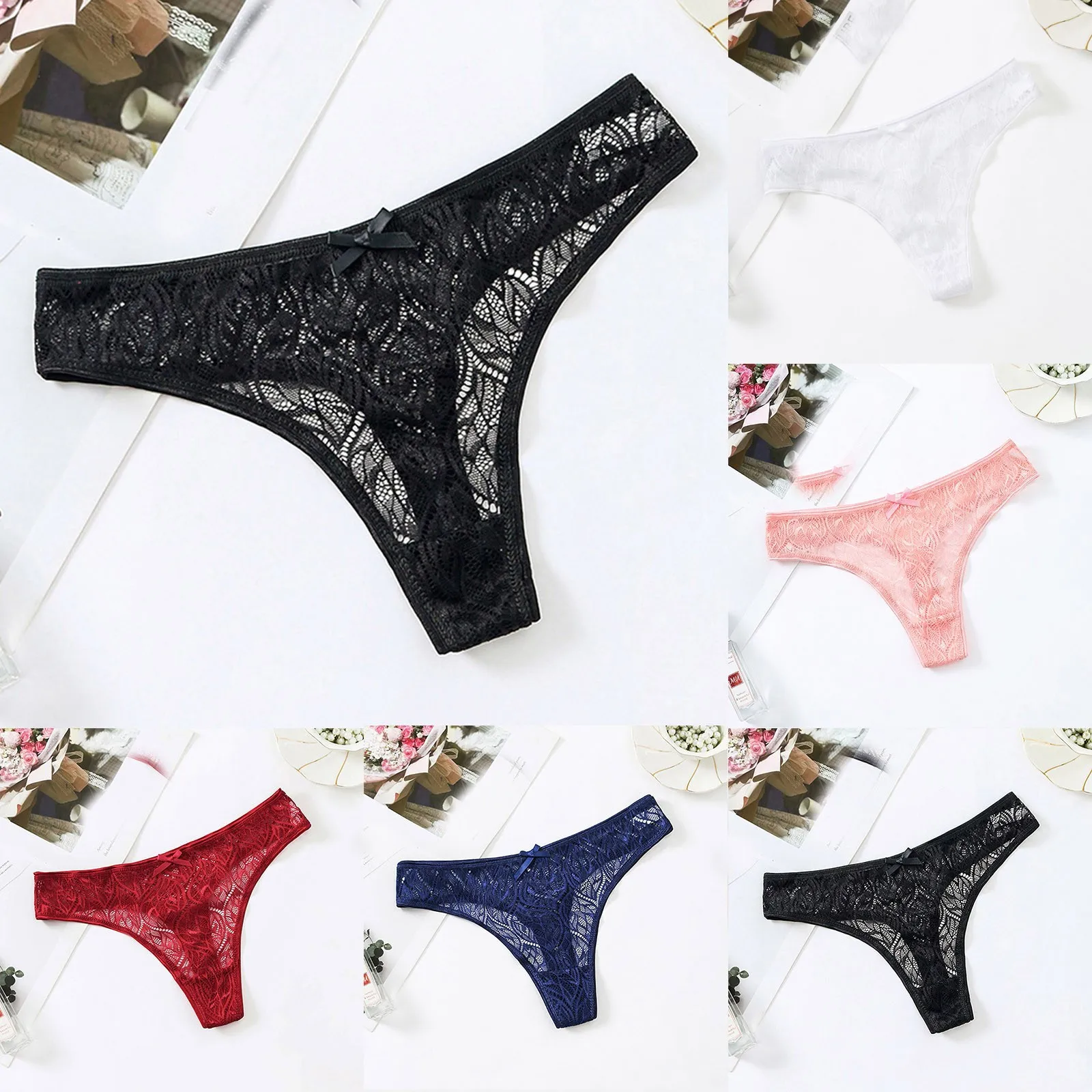 

Low Lace Patchwork For In Women Color Panties Sexy Thong Waist Solid Lace transparent underpants thong Sweety low-waisted