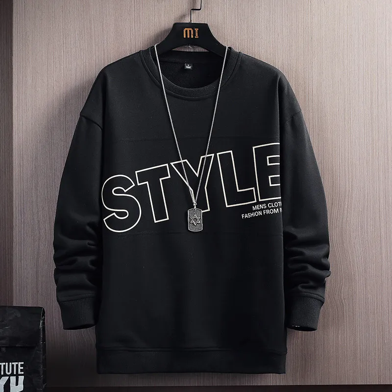 

Spring Autumn Men's Sweatshirts Casual Solid Color Long Sleeves Oversized Sweatshirts Streetwear Sports Running Clothing M-4XL
