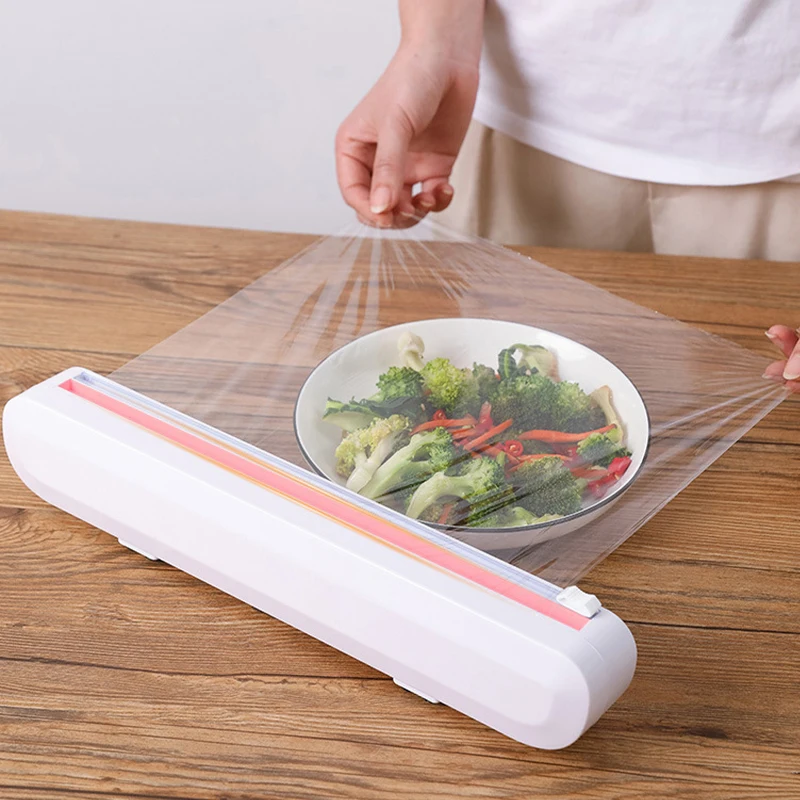 

Fixing Foil Cling Film Wrap Dispenser Food Wrap Dispenser Cutter Plastic Sharp Cutter Storage Holder Kitchen Tool Accessories