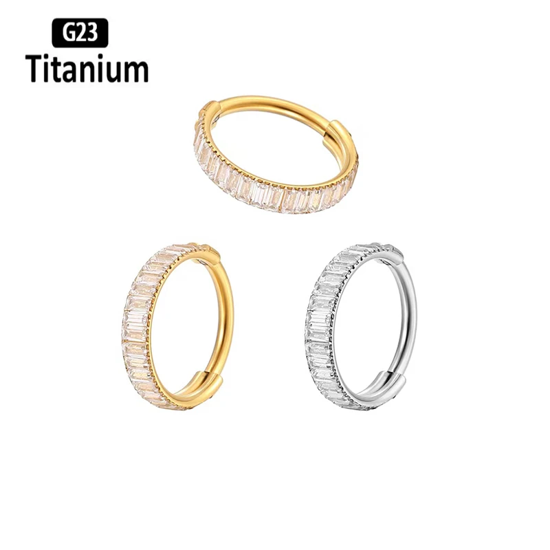 

1PC G23 Titanium Piercings 8/10mm Earrings Zircon Septum Nipple Nose Ring Conch Cartilage Tragus Helix Ear Stud Body Jewelry 16G