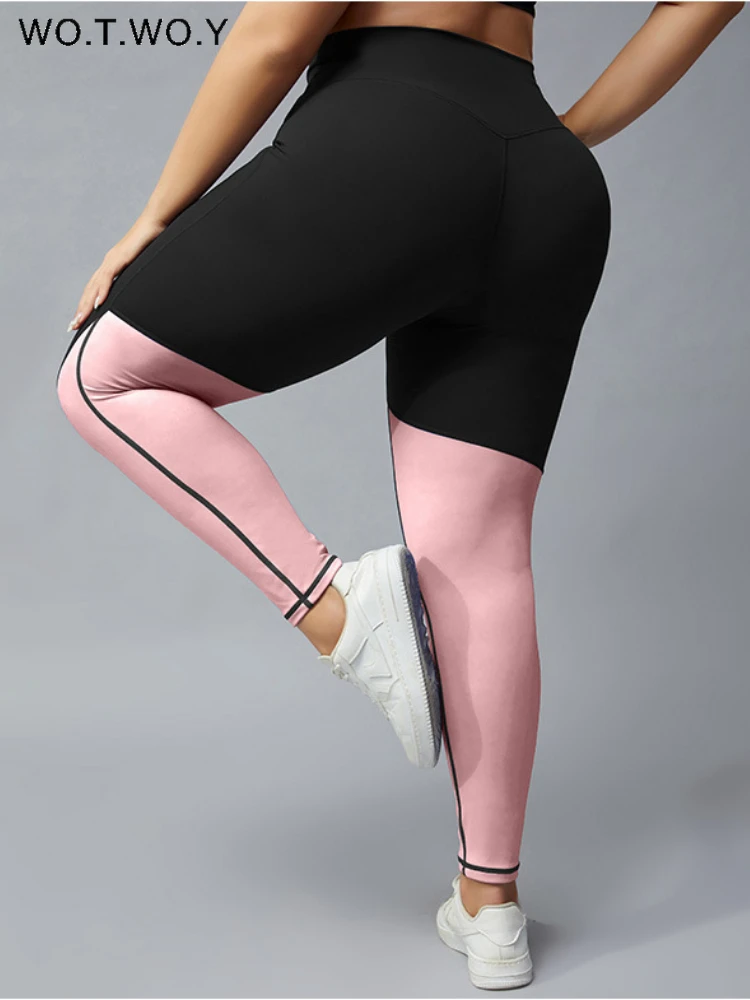 

Женские леггинсы для фитнеса Wo. T. W o.y, контрастные быстросохнущие леггинсы для фитнеса в стиле пэчворк с эластичным поясом, размеры 1XL-4XL, 2022