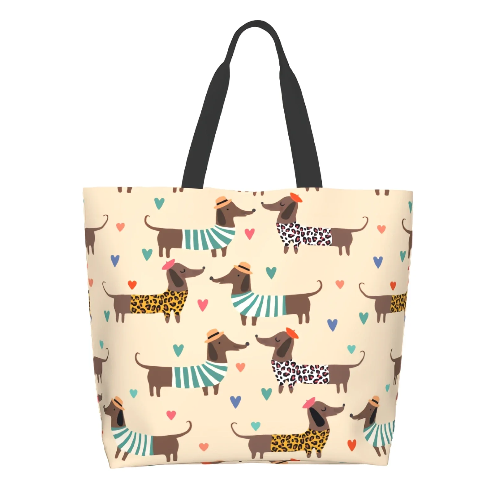 

Сумка для покупок Dachshunds, многоразовая Милая мультяшная Сумка-тоут для собак, Повседневная легкая большая емкость