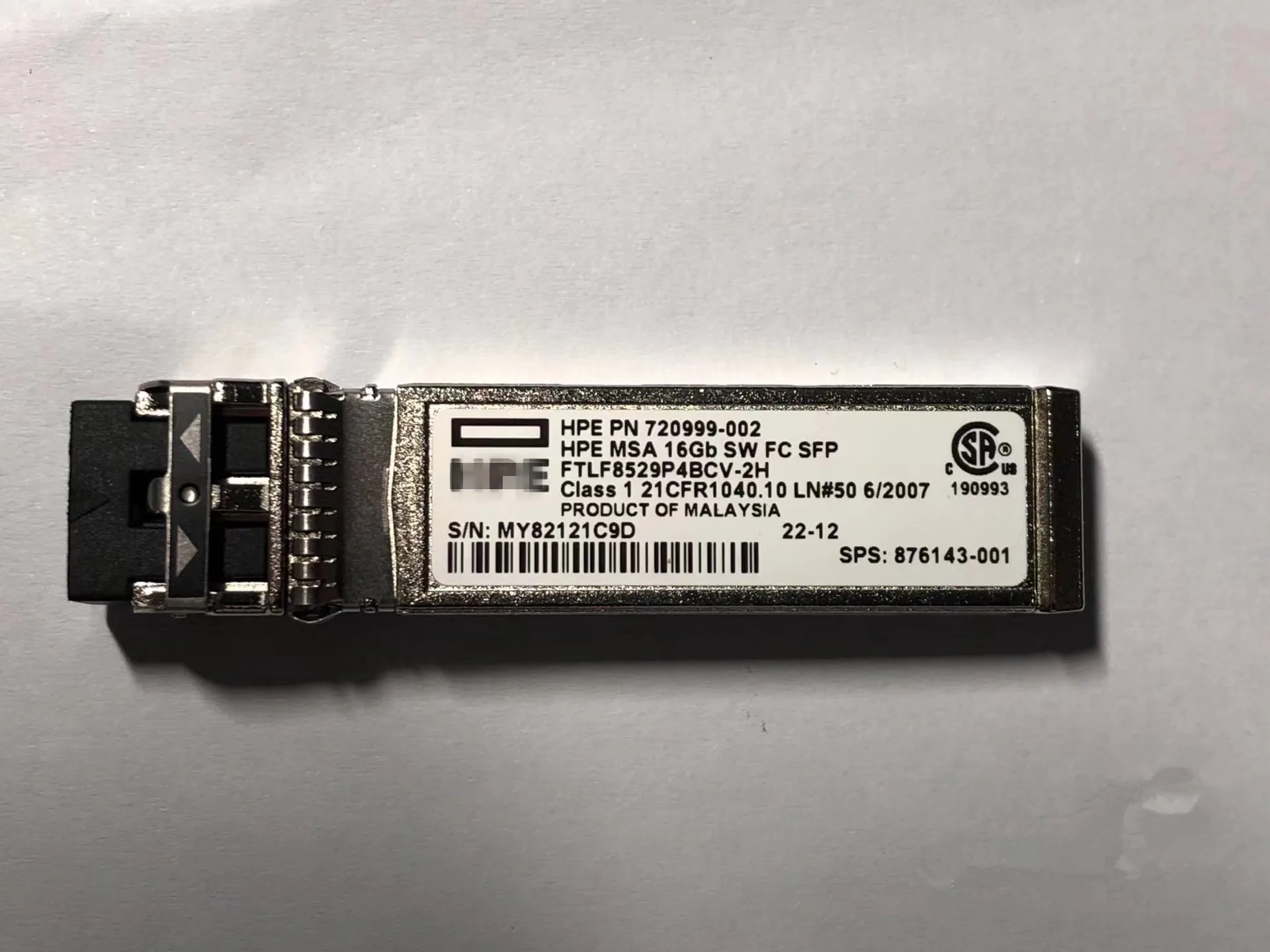 MSA 16G Storage Fiber Module/720999-002 FTLF8529P4BCV-2H 876143-001 MSA2040 C8R24B C8R09A MSA2050 717870-001 HPE 16Gb SW FC SFP
