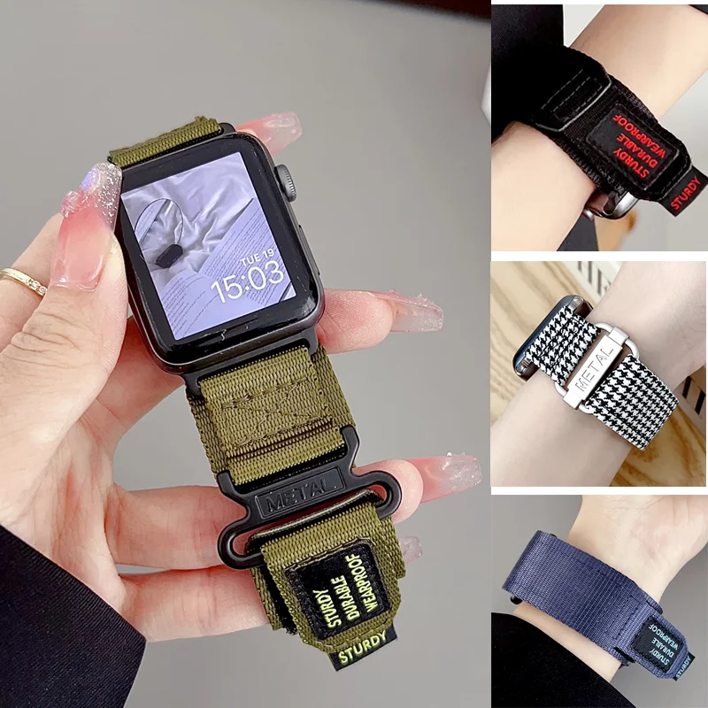 

Nylon Strap for Apple watch Ultra 2 band 49mm 44mm 40mm 41mm 45-42-38mm luxury magic loop bracelet iWatch series 9 8 7 6 5 4 SE