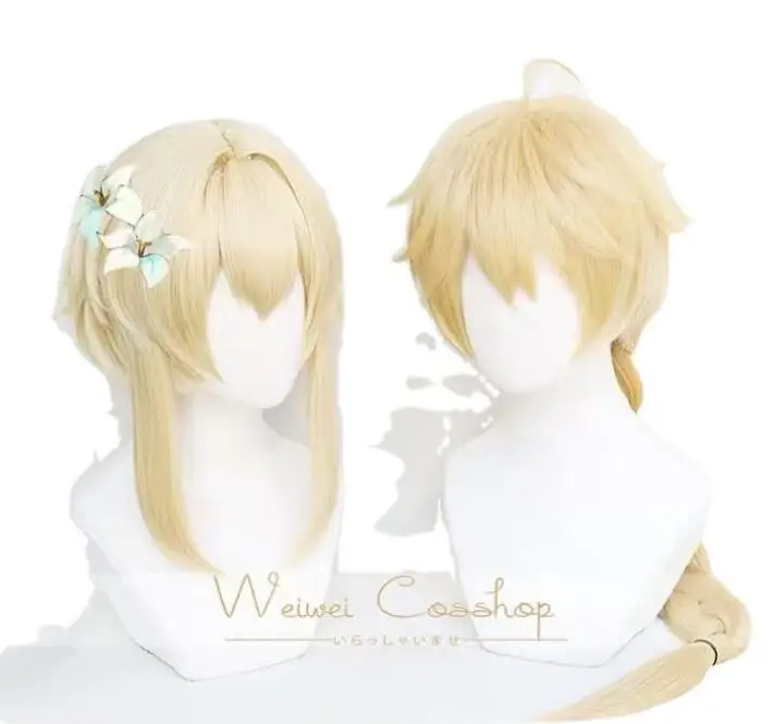 

Парик Аниме Genshin ударопрочный люминесцентный воздушный проигрыватель парики золотистые термостойкие волосы для ролевых игр косплей парик