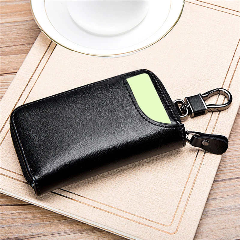 Leather Keychain Car Key Holder Organizer Pouch Case Wallet Split Car Key Housekeeper Key Storage Men Women Case Mini Card Bags