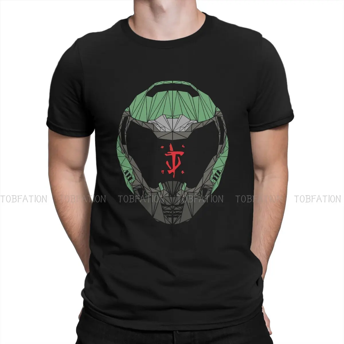 Helmet  Doom Slayer Game T Shirt Vintage Teenager Grunge Loose Crewneck TShirt Top sell  Harajuku Men's Streetwear