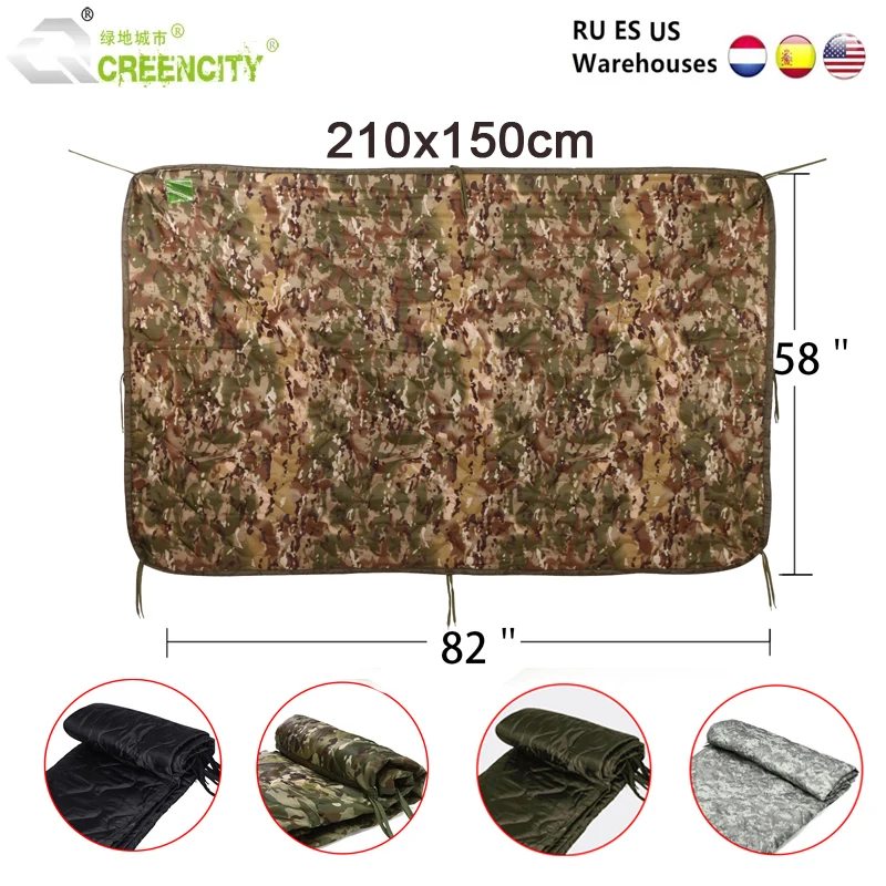 Military Woobie Camping Blanket Indoor Outdoor Waterproof Poncho Liner for Survival,Travel,Hiking Picnics, Beach Trips