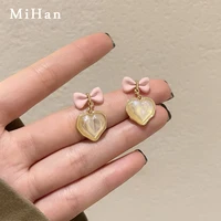 mihan 925 silver needle women jewelry heart bow earrings popular design sweet temperament drop earrings for women party gifts