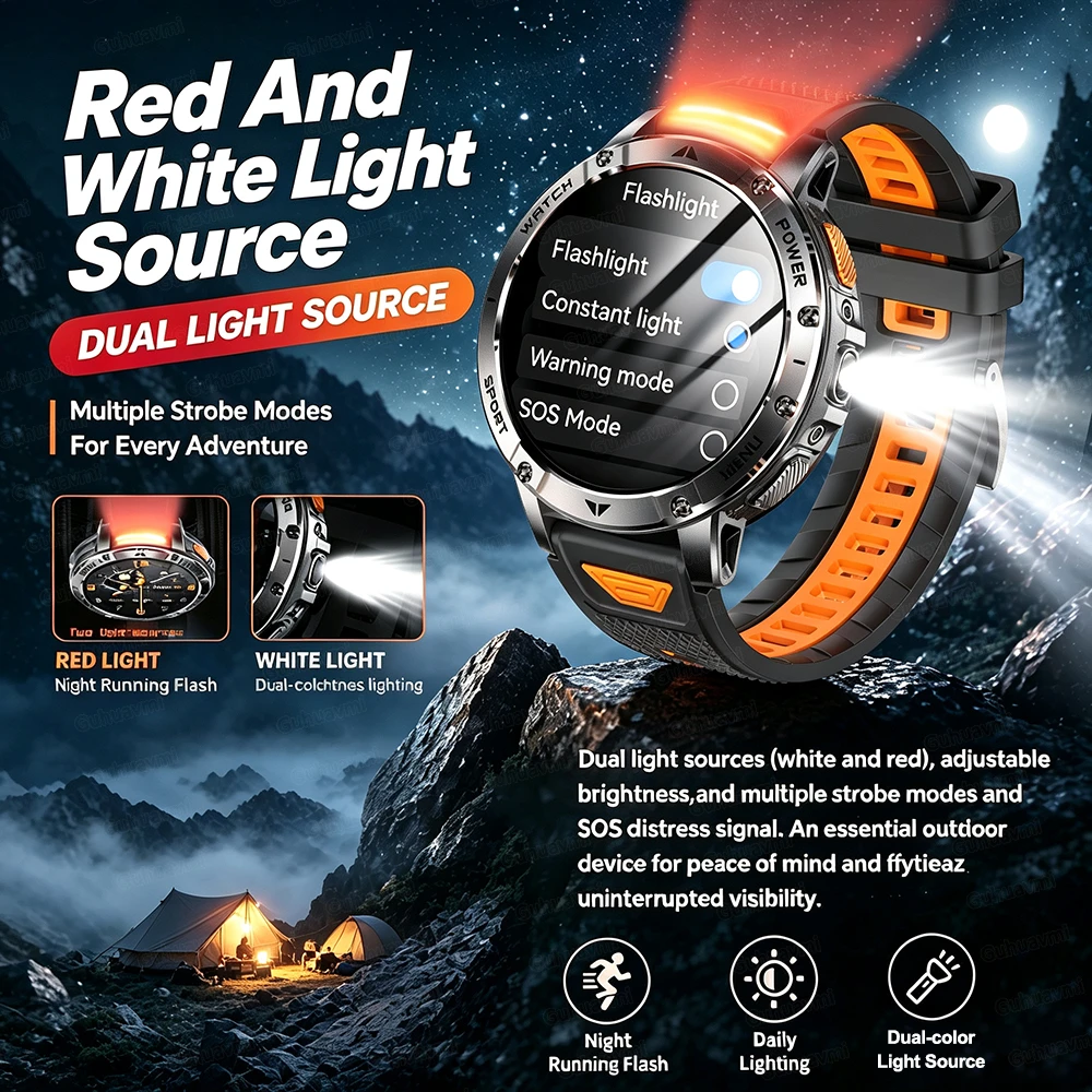 Фото Новые смарт-часы TANK PRO 2026 с аккумулятором 1400 мАч, HD AMOLED-экраном 1,7 дюйма, фонариком, фитнес-трекером и водонепроницаемостью 10ATM №5